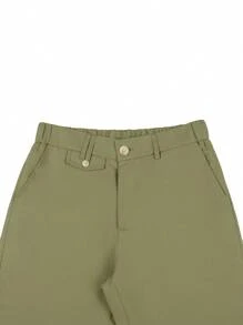 Manfinity Mode Herren Lässig einfarbige Bundfaltenhose - Olivgrün - Übersicht 6