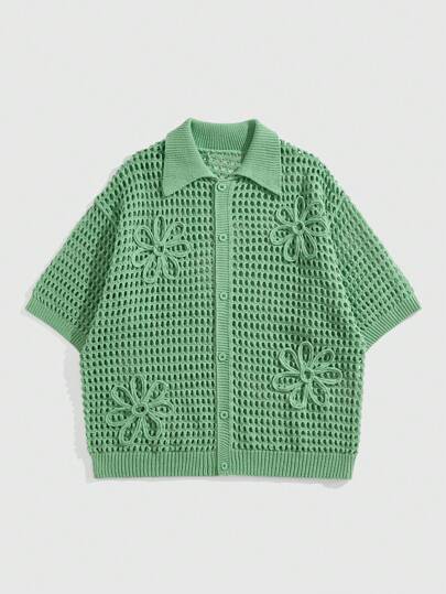 Street Life Suéter de punto casual de verano para hombres, de unicolor y calado