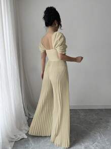 Rafferiza 女士优雅简约设计褶皱连体裤 - 摩卡棕 - 查看 2