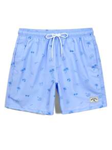Manfinity Swimmode Traje de baño casual con estampado de vacaciones para hombres
