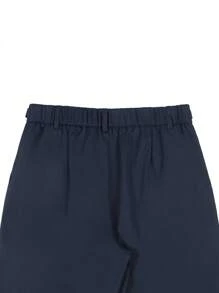 Manfinity Bizformal Naples 男士白色可调节腰部直筒修身正装裤男士西装裤男士西装裤男士正装裤 - 藏蓝色 - 查看 8