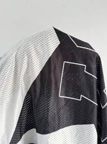 Coolane Women's Spring And Summer Y2K Streetwear Vintage Breathable Mesh Graphics Number Pattern  Black Football  Jersey T-Shirt - Black - View 7