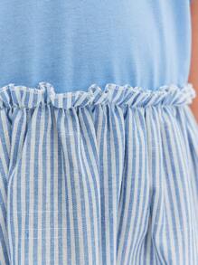 Leap Crew Leap Crew Tween 女童休闲简约舒适拼接圆领无袖中长连衣裙 - 藍色 - 查看 4