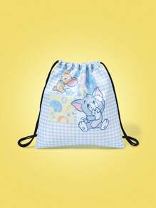 TOM & JERRY X SHEIN Plaid & Cartoon Pattern Travel Pouches, Multi-Size Zipped Pockets - Multicolor - View 3