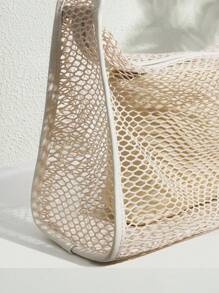 SHECARRY Bolso de hombro de unicolor, simplista y práctico, multifunción para mujer - Beis - Ver 4
