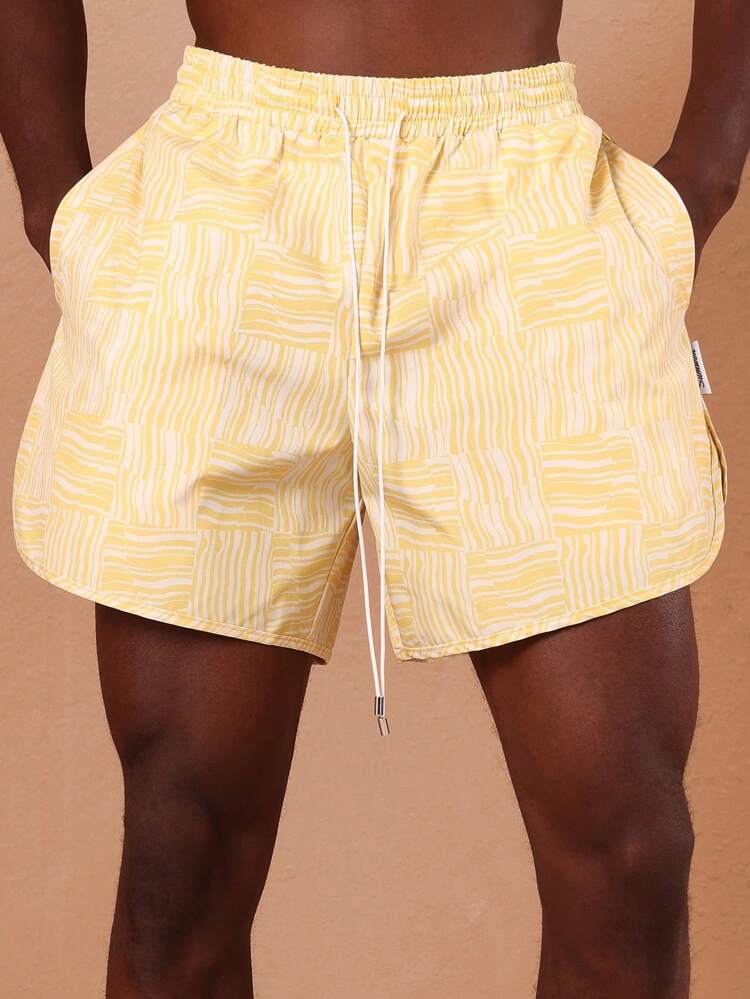 Pantalones cortos de playa con cintura elástica y cordón