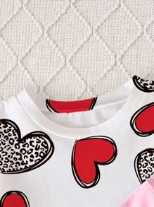 GraphicGems Set de 3 camisetas de cuello redondo de manga corta con estampados de leopardo, arcoíris y corazón, adecuado para el verano, para niñas