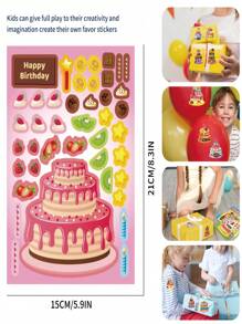 Set de 8/16 pegatinas decorativas de puzzle con diseños de postres y pasteles dulces, pegatinas DIY de pasteles de frutas, regalo de cumpleaños, relleno de recuerdos de fiesta