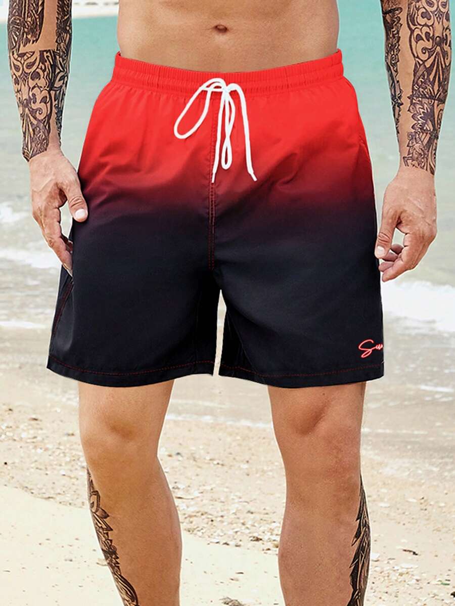 Surfspeed Men's Ombre Drawstring Beach Shorts