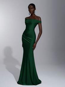 Elitara Elegant Ruffled Off Shoulder Mermaid Dress, Suitable For Wedding, Single Party, Holiday, Prom, Bridesmaid (Adult)