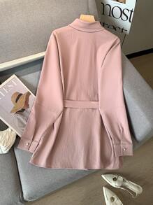 Modelyn Women's Faux Pearl Decor Long Sleeve Single-Breasted Arabian Style Blouse