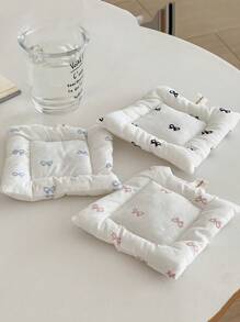 SHEIN 1 件甜美蝴蝶结杯垫极具吸引力的级别女孩蝴蝶结印花餐垫双面加厚织物隔热垫适用于客厅、新居礼物、家居装饰 - 彩色 - 查看 8