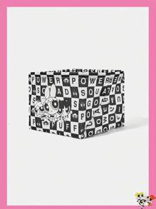 THE POWERPUFF GIRLS X SHEIN 1个黑白格子警察女孩图案收纳盒 - 黑與白 - 查看 5