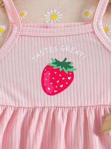 SHEIN Vintaside Kids 3件套女婴可爱花卉蝴蝶印花舒适休闲连衣裙套装 - 彩色 - 查看 3
