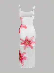SHEIN Robe Mini Moulante à Imprimé Floral Confortable et Décontractée pour Jeune Fille, Style Minimaliste
