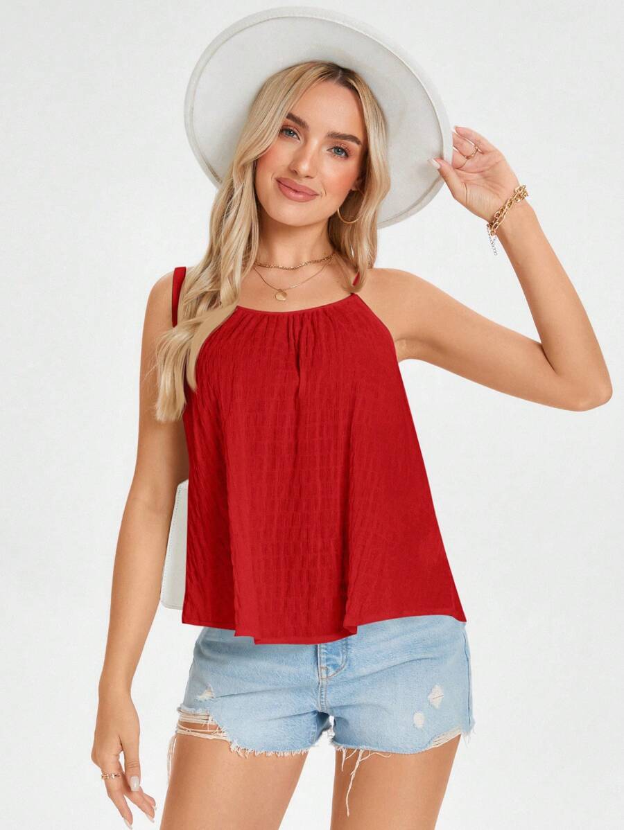 SHEIN LUNE Của phụ nữ Lay động Cami ngọn Cho mùa hè Kỳ nghỉ - Đỏ - Xem 1