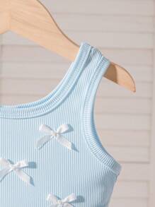 SHEIN Playful Pals Váy chữ A công chúa ballet mới cho bé gái mùa hè màu đen họa tiết bướm xếp nếp cổ điển - Màu xanh lam - Xem 6