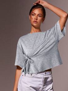 Athîral Maglietta a manica corta monocromatica da donna, di moda per l'estate