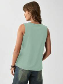 SHEIN LUNE Áo khoác và áo lót dành cho xe tăng nữ Bị tách màu trơn Giải trí - Màu xanh Bạc hà - Xem 3