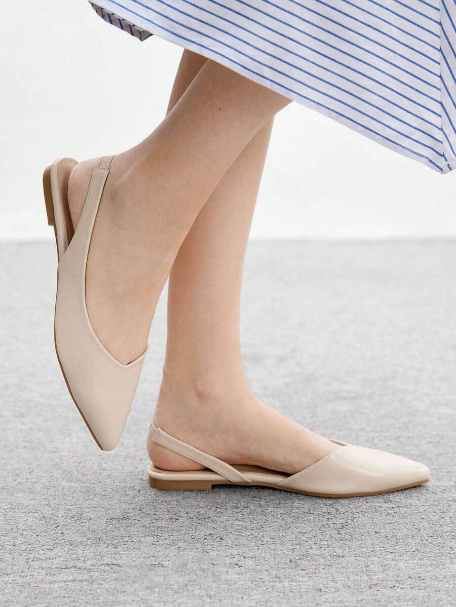 CUCCOO BIZCHIC Zapatos planos de punta afilada en beige para mujer - Beis - Ver 1