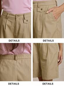 Briarwyn Women Casual Solid Color Woven Loose Shorts With Pockets Summer 0utfits For Women And Beach 4th Of July Airport - Brown - View 8