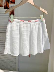Comfortcana Váy dệt kim thắt eo họa tiết hoa 3D cho nữ - trắng - Xem 2