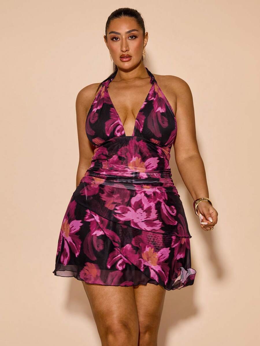 SHEIN BAE Váy midi lệch vai cổ chữ V màu đen hoa tím cỡ lớn cho nữ, mùa xuân/hè, đường cong ngày 4 tháng 7, trang phục đi biển cho nữ, trang phục sân bay cho nữ, trang phục lễ hội cho nữ, tốt nghiệp, quần áo mùa hè cho nữ, áo đi chơi cho nữ, trang phục tiệc tùng, trang phục câu lạc bộ gợi cảm cho nữ, trang phục sinh nhật cho nữ, trang phục phương Tây cho nữ, váy dự tiệc cưới cho nữ, trang phục ngày lễ, trang phục mùa hè cho nữ, trang phục nghỉ lễ cho nữ, trang phục đêm ngày lễ, váy ngày lễ