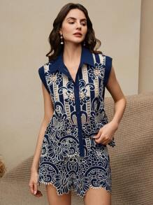 Anewsta Elegant "Old Money" Style Detailed Embroidered Lace Set, Summer - Blue - View 3