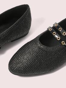 CUCCOO DOLLMOD Chaussures de mode uniques tissées à la main pour femmes, nouveaux design de ballerines à double bride - Noir - Voir 7