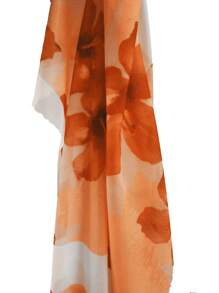 Aloruh Elegant Flower Printed Slim Fit Camisole, Summer - Orange - View 7