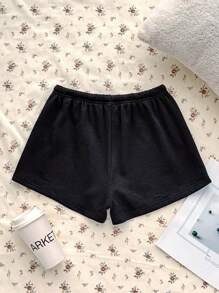 SHEIN Teen Girls Summer Casual & Comfortable Drawstring Cropped Hoodie, Cute Grey