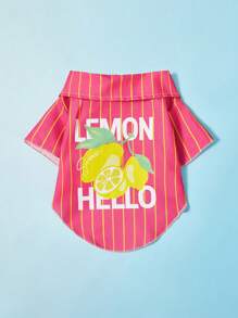PETSIN 1pc Pet Dog/Cat Dopamine Summer Cooling Lemon Stripe Print Casual Breathable Shirt