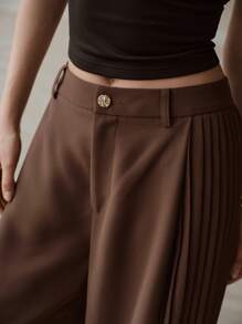 MOTF PREMIUM Pantalones anchos con pliegues - Café integral - Ver 7