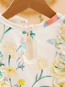 SHEIN Playful Pals 3 件套女婴可爱花朵盖袖连体衣套装，夏季休闲舒适简约可爱连体裤，适合外出或室内穿着的百搭服装 - 彩色 - 查看 8