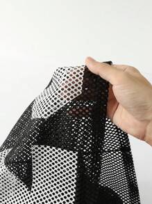 ROMWE MEN Men Preppy Mesh Breathable Short Sleeve T-Shirt, Loose Short Style - Black - View 4