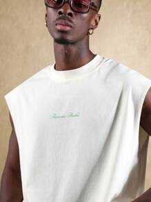 SUMWON Top sin mangas informal de estampado gráfico tropical de bebida de verano, camiseta de músculo para fiestas en la playa y festivales