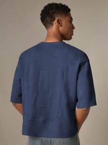 SWAVVY Camiseta de manga corta informal y holgada con bordado numérico para hombres