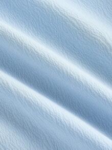 SHEIN MOD Embroidered Shell Sleeve Mid-Length Blue Dress