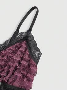 ROMWE J-Fashion 千禧嬉皮复古植绒纹理褶饰不对称下摆多层女式吊带背心