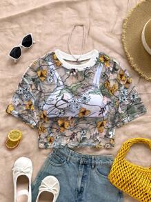 Soleia Blusa de mujer con bordado floral, perfecta para el verano