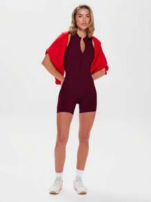 Musera Sport 立领镂空后拉链无缝紧身衣，运动、锻炼、健身房、板网球、网球、匹克球健身房健身秋冬