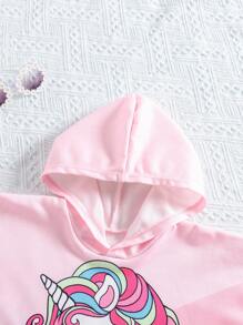 Emery Rose Kids Emery Rose Kids Young Girl Cute Casual Pink Cartoon Pattern Hooded Loose Swim Cover-Up