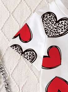 GraphicGems Set de 3 camisetas de cuello redondo de manga corta con estampados de leopardo, arcoíris y corazón, adecuado para el verano, para niñas
