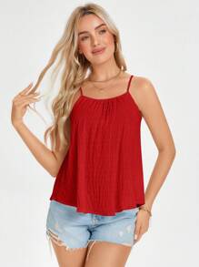 SHEIN LUNE Của phụ nữ Lay động Cami ngọn Cho mùa hè Kỳ nghỉ - Đỏ - Xem 3