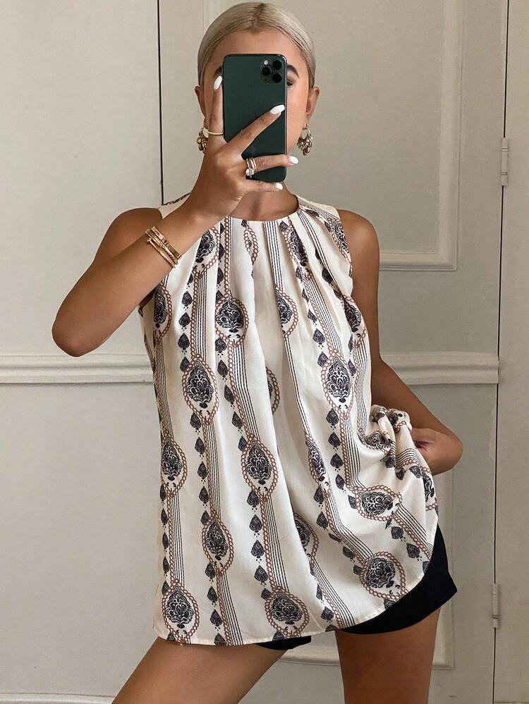 Floral Sleeveless Casual Summer Vacation Tank Top For Women