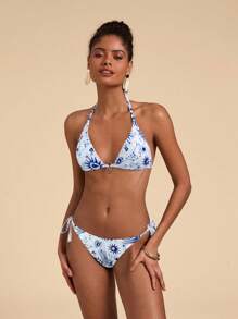 Travachic Bộ đồ bơi bikini hở lưng in hình mặt trời mùa hè gợi cảm cho nữ - Nhiều màu - Xem 3