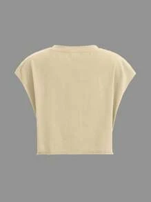 Slaydiva Casual Minimalist Red Cherry Letter Print Round Neck Short Sleeve Loose Cropped Women T-Shirt, Suitable For Summer