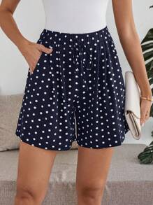 EMERY ROSE Shorts casuales de mujer con estampado de lunares, de verano