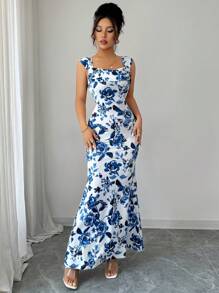Elenzga A Sleeveless Long Dress For An Elegant Summer Vacation For Ladies - Blue - View 6