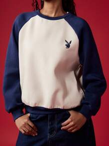 Missguided x Playboy 大学运动衫学院风复古盾牌标志冬秋舒适长袖插肩设计街头时尚休闲舒适 - 彩色 - 查看 6